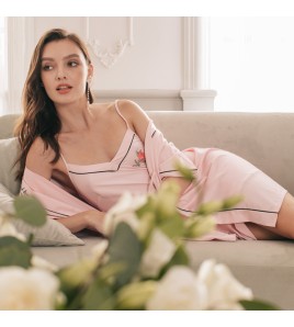 LCLN112100136 中國風刺繡女士性感吊帶睡裙女夏季絲綢吊帶睡袍性感睡袍