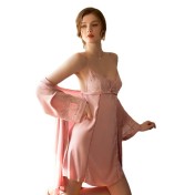 LCLN112100137 新款春夏季吊帶睡裙兩件套女夏季性感吊帶睡袍女居家睡衣女