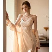 LCLN112100137 新款春夏季吊帶睡裙兩件套女夏季性感吊帶睡袍女居家睡衣女