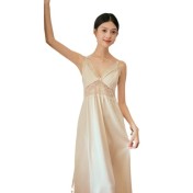 LCLN112100138 新款鏤空性感吊帶睡裙女士長款春夏睡衣薄款仿真絲透氣睡裙