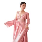 LCLN112100140 性感鏤空睡裙睡袍兩件套春夏新款女士薄款睡袍長款吊帶睡裙