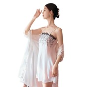 LCLN112100149 性感吊帶睡裙睡袍兩件套女夏絲綢薄款透氣睡袍套裝四季可穿