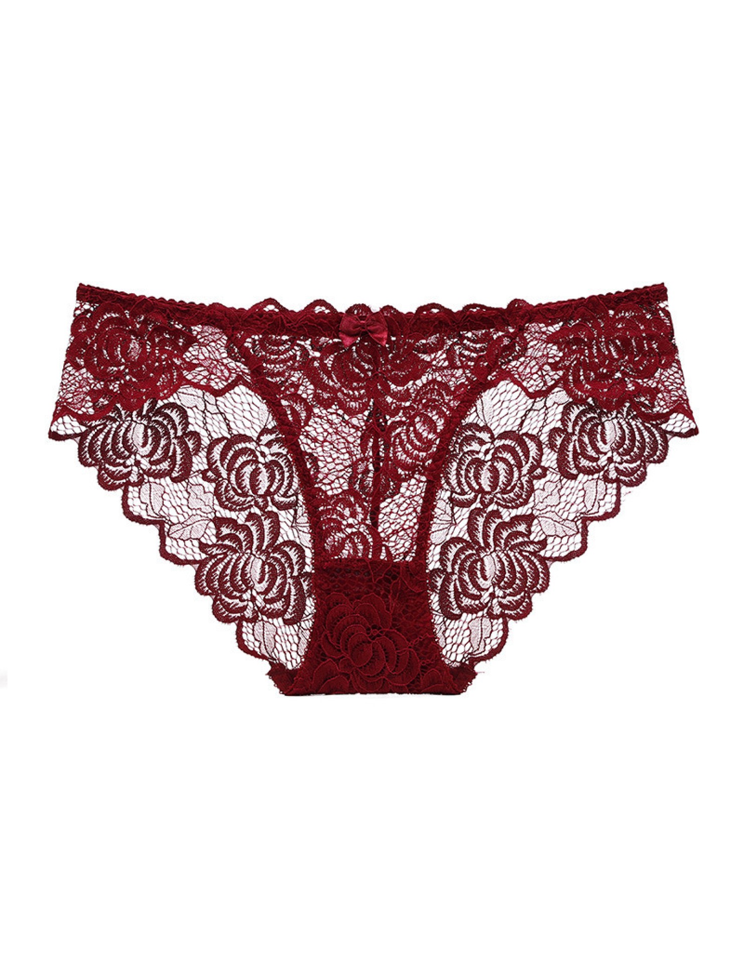 WLMZ113100049 性感內褲透明柔軟透氣蕾絲大碼女士內褲超薄款中低腰三角褲