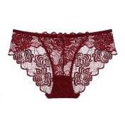 WLMZ113100049 性感內褲透明柔軟透氣蕾絲大碼女士內褲超薄款中低腰三角褲