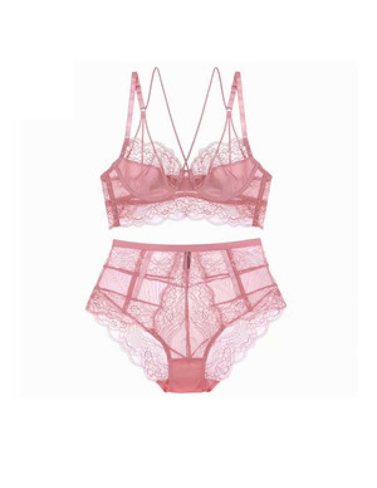 WLMZ113100062 法式超薄蕾絲美背內衣性感聚攏女士文胸套裝舒適透氣胸罩