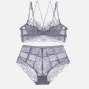 WLMZ113100062 法式超薄蕾絲美背內衣性感聚攏女士文胸套裝舒適透氣胸罩