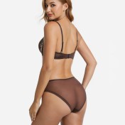 WLMZ113100063 性感蕾絲內衣法式薄款撞色接拼大碼內衣大胸顯小防下垂文胸罩