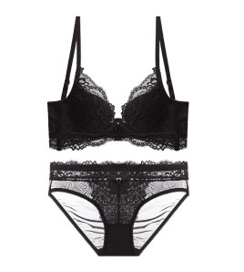 WLMZ113100064 Summer sexy lace underwear, French thin soft steel ring bra, big breasts, small anti-sagging, large size underwear set
