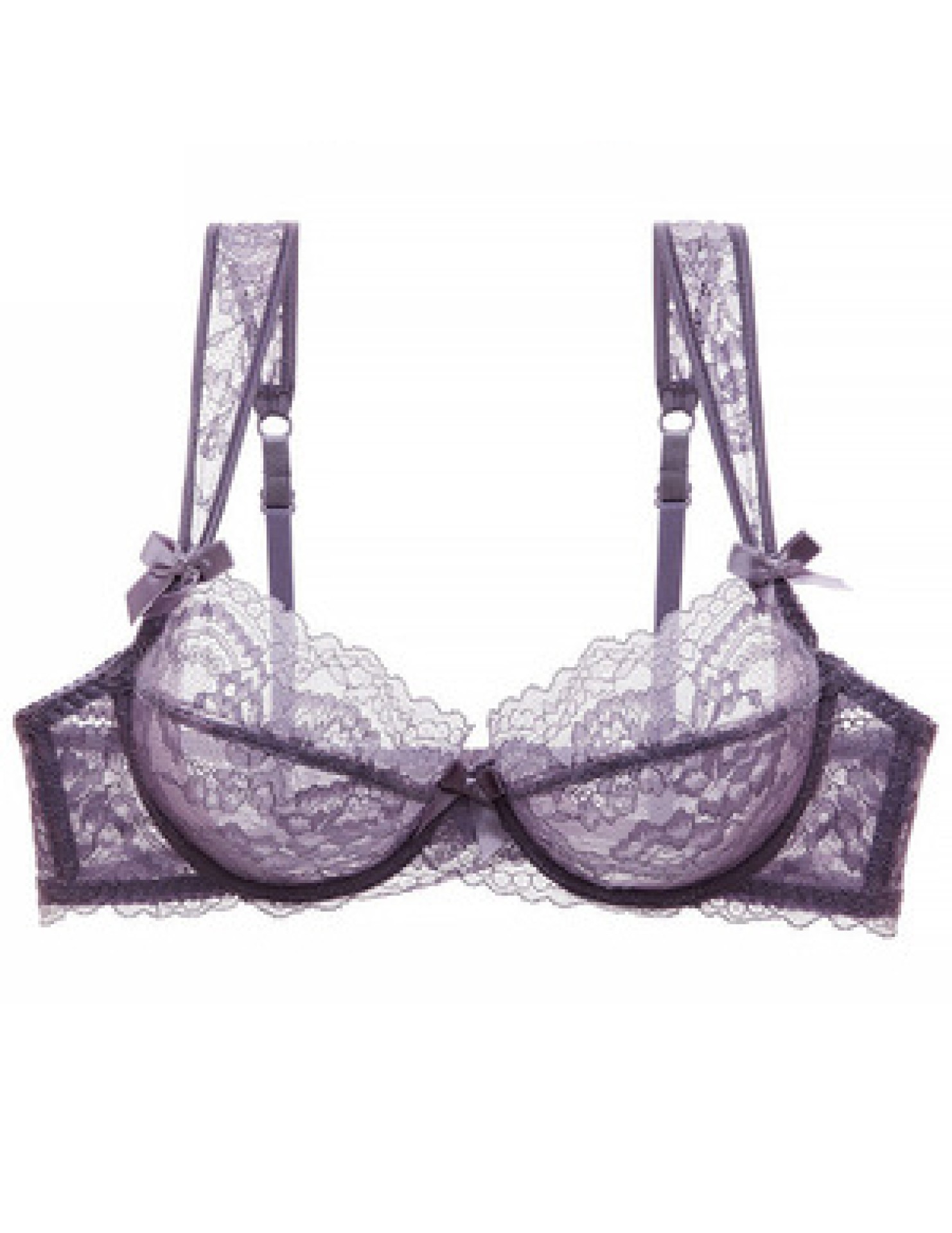 WLMZ113100068 法式內衣超薄透明蕾絲性感內衣大胸顯小防下垂上托文胸罩