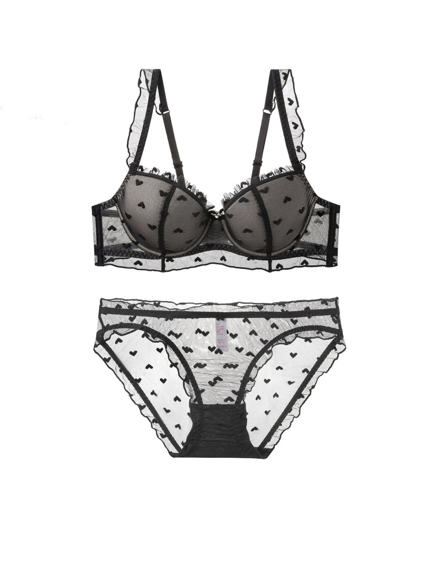 WLMZ113100074 性感內衣女法式薄款純欲軟鋼圈蕾絲文胸大胸顯小大碼內衣套裝