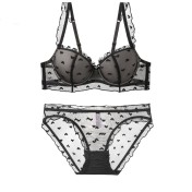 WLMZ113100074 性感內衣女法式薄款純欲軟鋼圈蕾絲文胸大胸顯小大碼內衣套裝