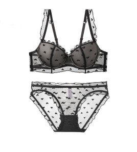WLMZ113100074 Sexy underwear for women, French thin, pure desire, soft steel ring, lace bra, big breasts, small and large size underwear set