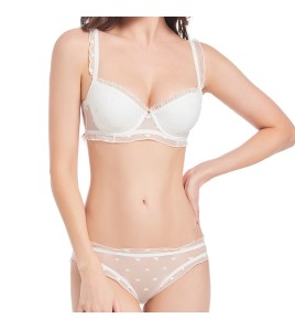 WLMZ113100074 Sexy underwear for women, French thin, pure desire, soft steel ring, lace bra, big breasts, small and large size underwear set