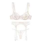 WLMZ113100092 性感情趣吊襪帶法式超薄刺繡蕾絲吊襪文胸配套可夾絲襪吊襪帶