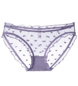 WLMZ113100098 性感內褲女法式超薄透明網紗蕾絲內褲純棉襠部提臀低腰三角褲