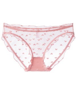 WLMZ113100098 性感內褲女法式超薄透明網紗蕾絲內褲純棉襠部提臀低腰三角褲