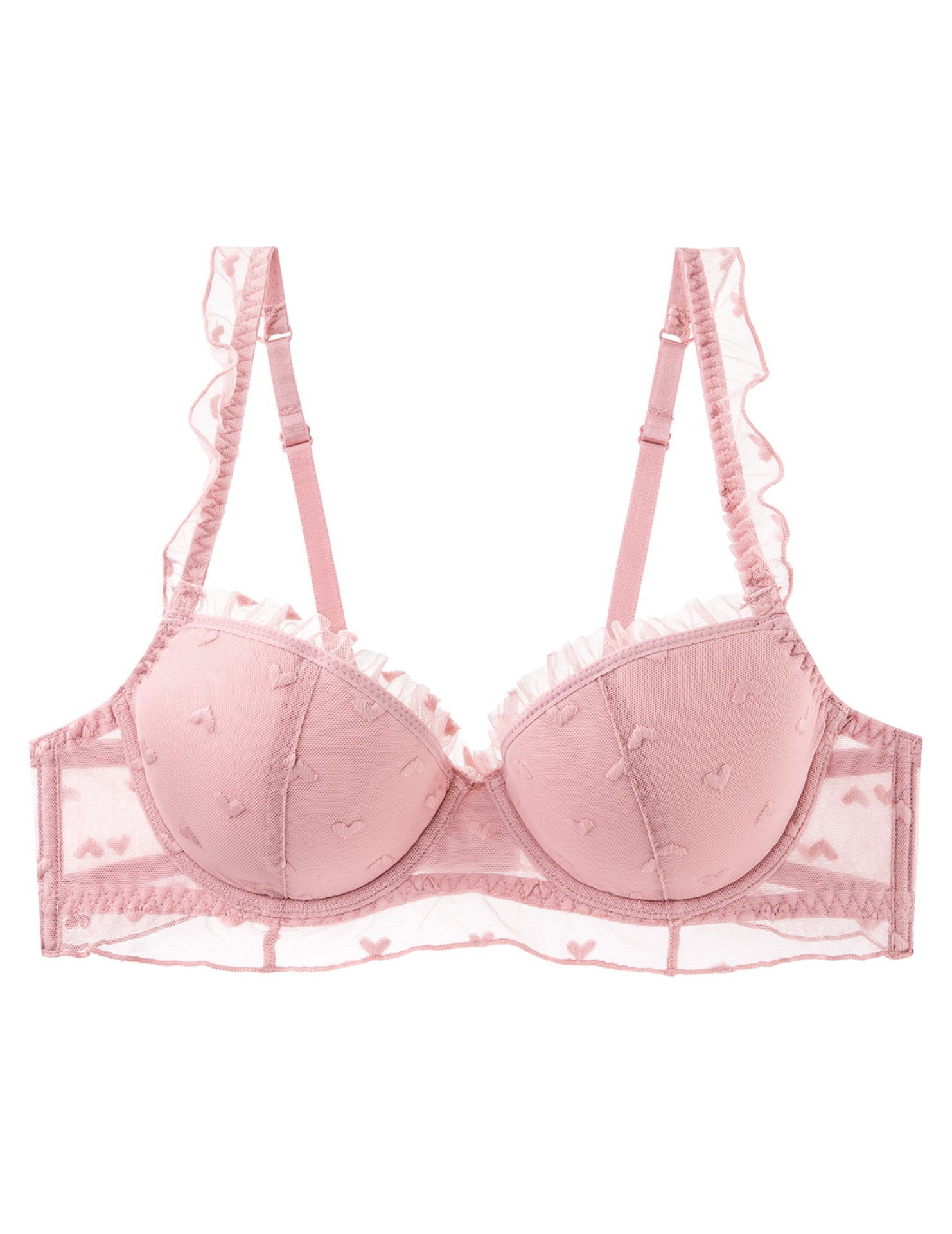 WLMZ113100117 性感蕾絲內衣女夏季薄款軟鋼圈法式內衣大胸顯小防下垂文胸罩