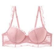 WLMZ113100117 性感蕾絲內衣女夏季薄款軟鋼圈法式內衣大胸顯小防下垂文胸罩