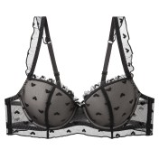 WLMZ113100117 性感蕾絲內衣女夏季薄款軟鋼圈法式內衣大胸顯小防下垂文胸罩