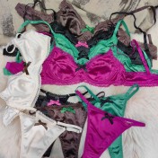 WLMZ113100118 法式內衣性感緞面蕾絲內衣夏季薄款大胸顯小防下垂文胸套裝