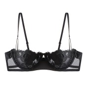 WLMZ113100119 性感內衣女法式超薄玫瑰花刺繡蕾絲內衣大胸顯小防下垂文胸罩