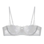 WLMZ113100119 性感內衣女法式超薄玫瑰花刺繡蕾絲內衣大胸顯小防下垂文胸罩
