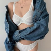 WLMZ113100120 法式性感內衣女超薄透氣大胸顯小大碼文胸防下垂上托文胸套裝胸罩
