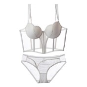 WLMZ113100121 法式純欲魚骨馬甲式胸衣薄款大胸顯小文胸聚攏防下垂性感內衣套裝