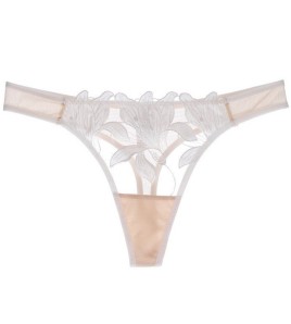 WLMZ113100122 性感情趣內褲女法式超薄透明刺繡蕾絲內褲純棉襠部低腰三角褲