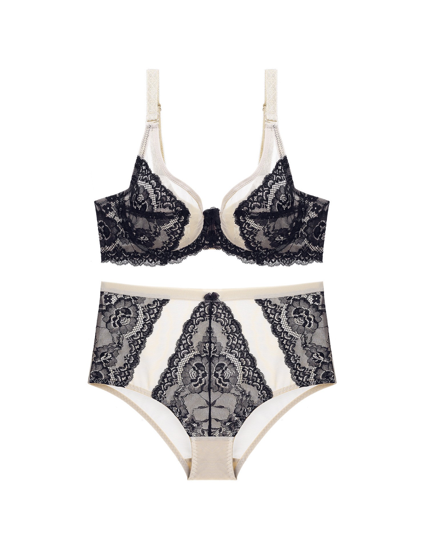 WLMZ113100127 性感女士內衣超薄收側乳聚攏文胸套裝大胸顯小蕾絲胸罩