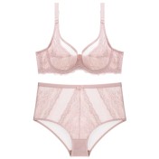 WLMZ113100127 性感女士內衣超薄收側乳聚攏文胸套裝大胸顯小蕾絲胸罩