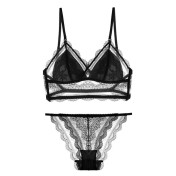 WLMZ113100128 爆款U型美背內衣性感蕾絲無鋼圈薄款胸罩法式三角杯文胸套裝女