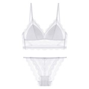 WLMZ113100128 爆款U型美背內衣性感蕾絲無鋼圈薄款胸罩法式三角杯文胸套裝女