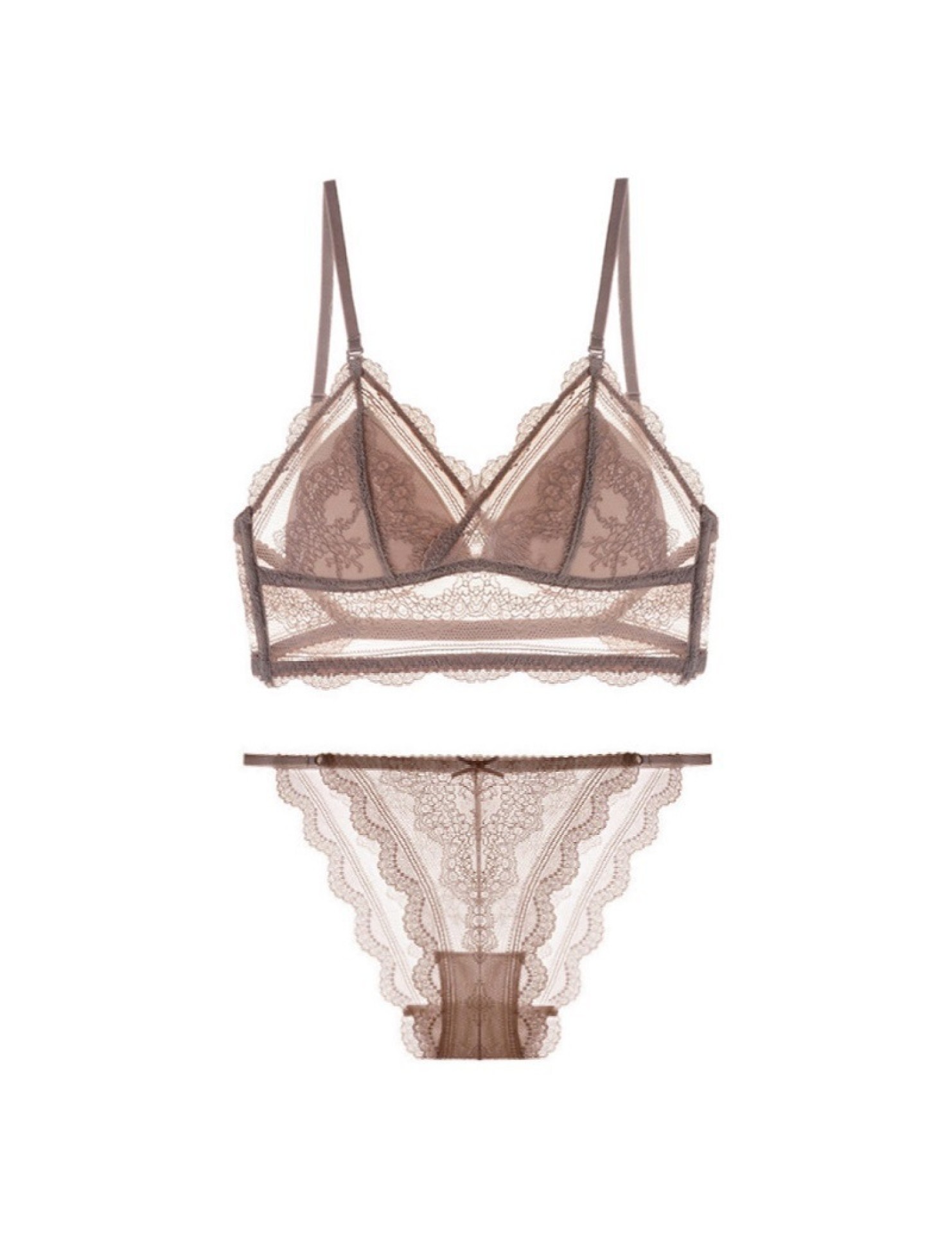 WLMZ113100128 爆款U型美背內衣性感蕾絲無鋼圈薄款胸罩法式三角杯文胸套裝女