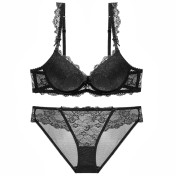 WLMZ113100129 性感蕾絲內衣夏季小胸顯大聚攏收副乳文胸防下垂上托內衣套裝