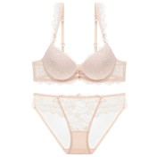 WLMZ113100129 性感蕾絲內衣夏季小胸顯大聚攏收副乳文胸防下垂上托內衣套裝