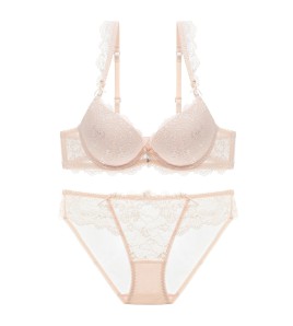WLMZ113100129 Sexy lace underwear summer small breasts appear larger push-up side breasts bra anti-sagging push-up underwear set
