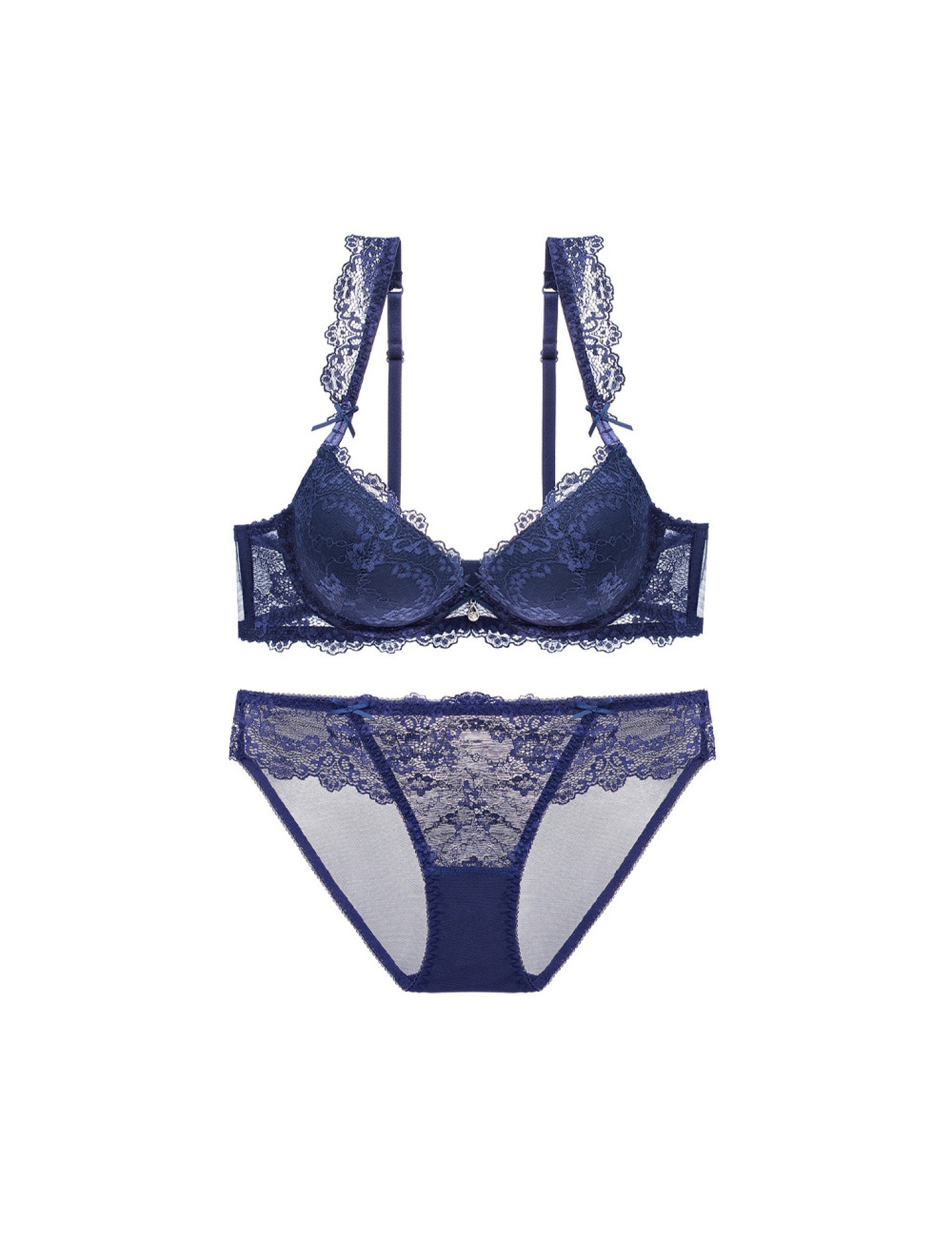 WLMZ113100129 性感蕾絲內衣夏季小胸顯大聚攏收副乳文胸防下垂上托內衣套裝