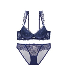 WLMZ113100129 Sexy lace underwear summer small breasts appear larger push-up side breasts bra anti-sagging push-up underwear set