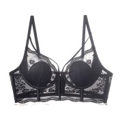 WLMZ113100133 性感內衣法式薄款前扣兔耳朵蕾絲文胸大胸顯小防下垂美背內衣