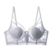 WLMZ113100133 性感內衣法式薄款前扣兔耳朵蕾絲文胸大胸顯小防下垂美背內衣