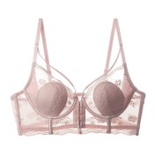 WLMZ113100133 性感內衣法式薄款前扣兔耳朵蕾絲文胸大胸顯小防下垂美背內衣