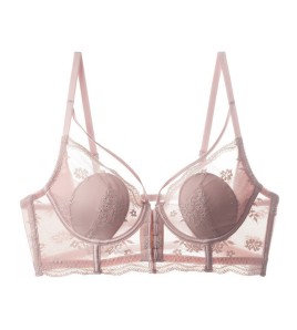 WLMZ113100133 Sexy underwear French thin front button rabbit ear lace bra big breasts small anti-sagging back beautiful underwear