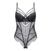 WLMZ113100134 性感連體衣法式誘惑透明蕾絲連身衣小胸聚攏提臀緊身連體內衣