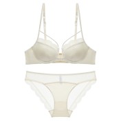 WLMZ113100143 夏季性感內衣法式薄款光面前扣美背內衣大胸顯小防下垂蕾絲文胸罩