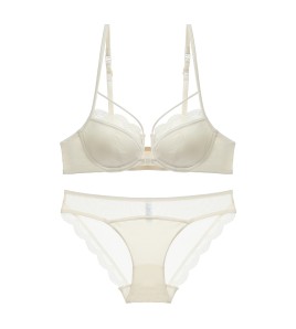 WLMZ113100143 Summer sexy underwear French thin glossy front button beautiful back underwear big breasts small anti-sagging lace bra