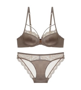 WLMZ113100143 Summer sexy underwear French thin glossy front button beautiful back underwear big breasts small anti-sagging lace bra