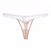 WLMZ113100144 法式鏤空睫毛蕾絲牛奶絲性感蕾絲丁字褲女無痕內褲
