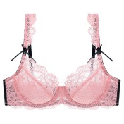 WLMZ113100152 法式性感內衣夏季超薄透明蕾絲大碼內衣大胸顯小防下垂文胸罩
