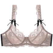 WLMZ113100152 法式性感內衣夏季超薄透明蕾絲大碼內衣大胸顯小防下垂文胸罩